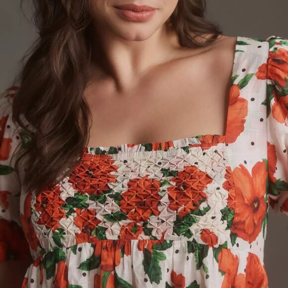 Anthropologie Maeve Square-Neck Smocked Babydoll Dress size XXSP defect - Picture 3 of 10